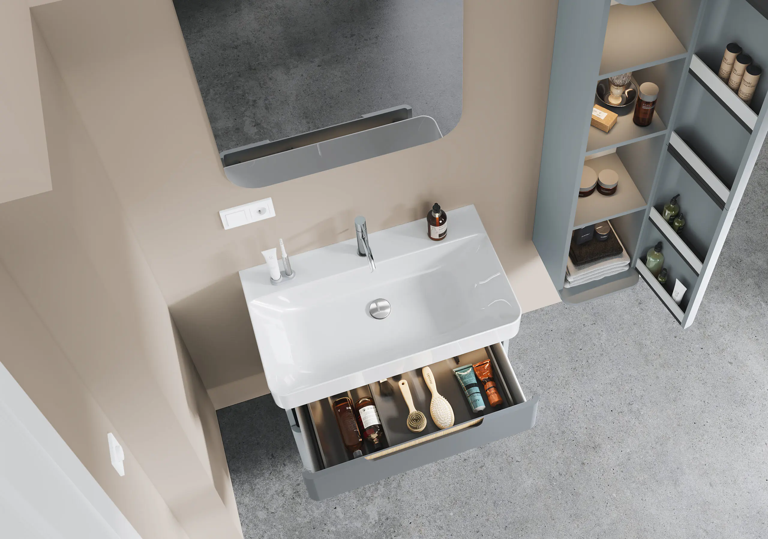Etajerli Lavabo, Hera, 80X48 Cm | Sakarya Lavabo Modelleri | ADADUŞ