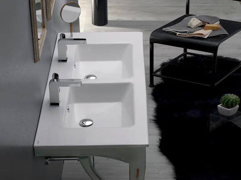 Etajerli Lavabo, İbiza, 121X51 Cm (Çift Hazneli) | Sakarya Lavabo Modelleri | ADADUŞ