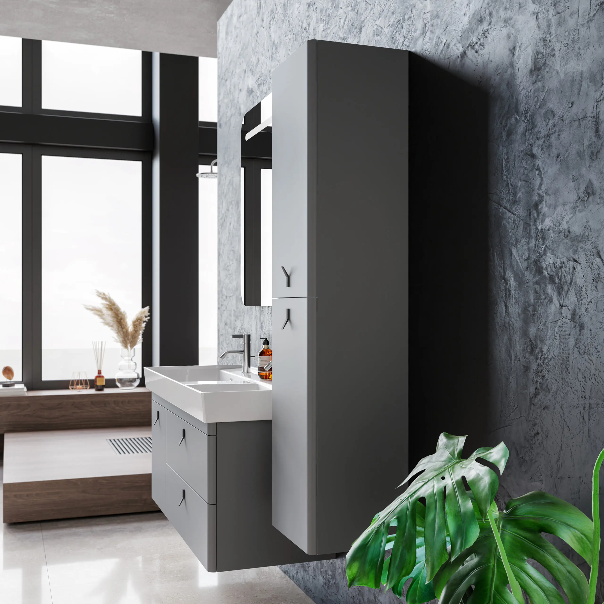 Etajerli Lavabo, Sharp, 120X48 Cm (Çift Hazneli) | Sakarya Lavabo Modelleri | ADADUŞ