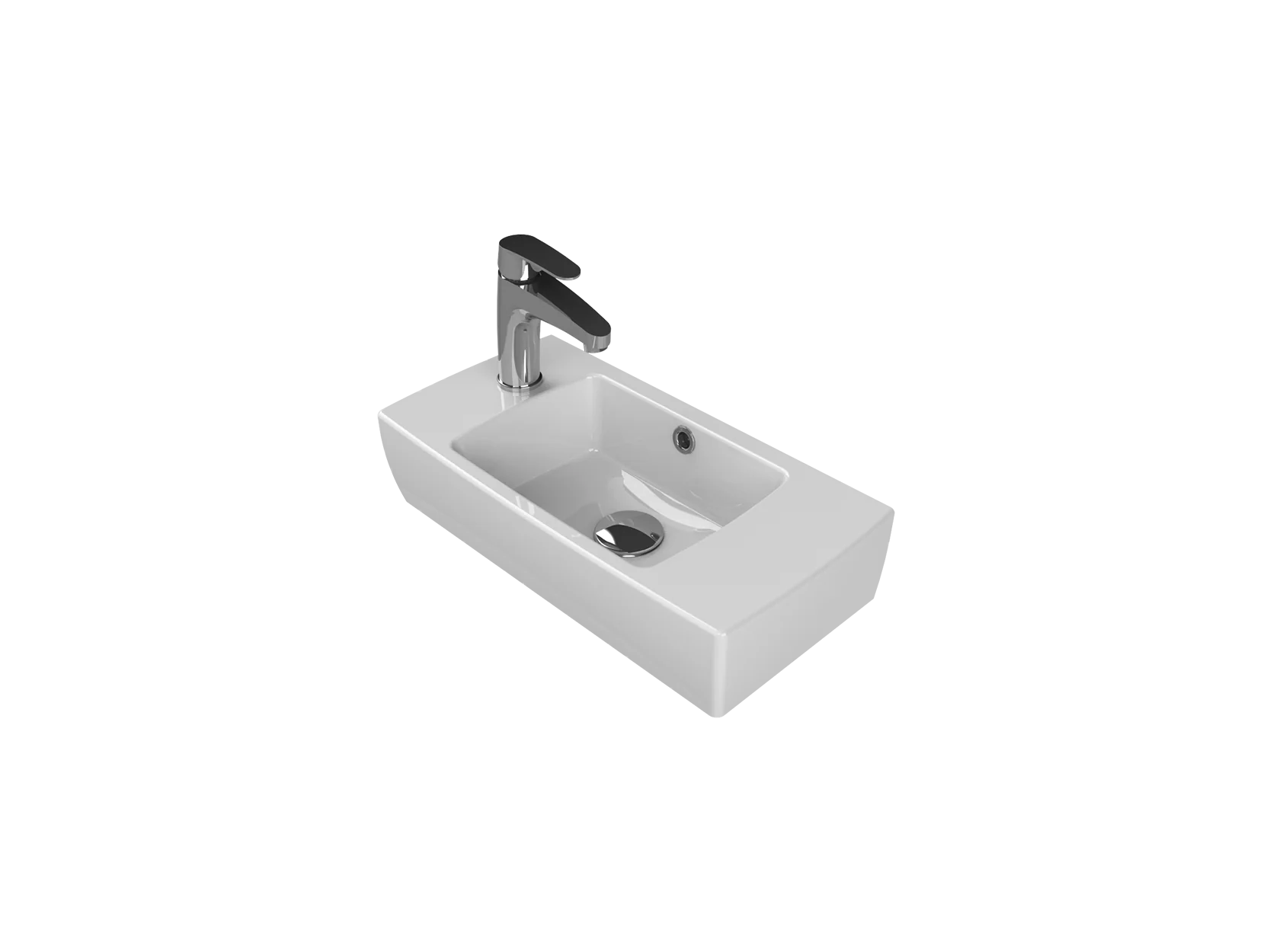 Tezgah Üstü Lavabo, City, 25X50 Cm (Batarya Deliği Solda) | Sakarya Lavabo Modelleri | ADADUŞ